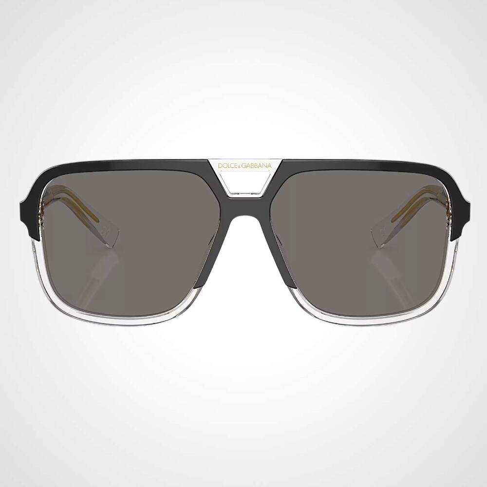 New Dolce&Gabbana Sunglasses Polarized Aviator Navigator Black & Transparent Men - Picture 2 of 6